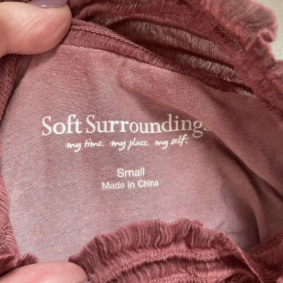 Soft Surroundings Dress Women Small Mauve Silk Tunic Embroidered High Neck Lined - Picture 8 of 16